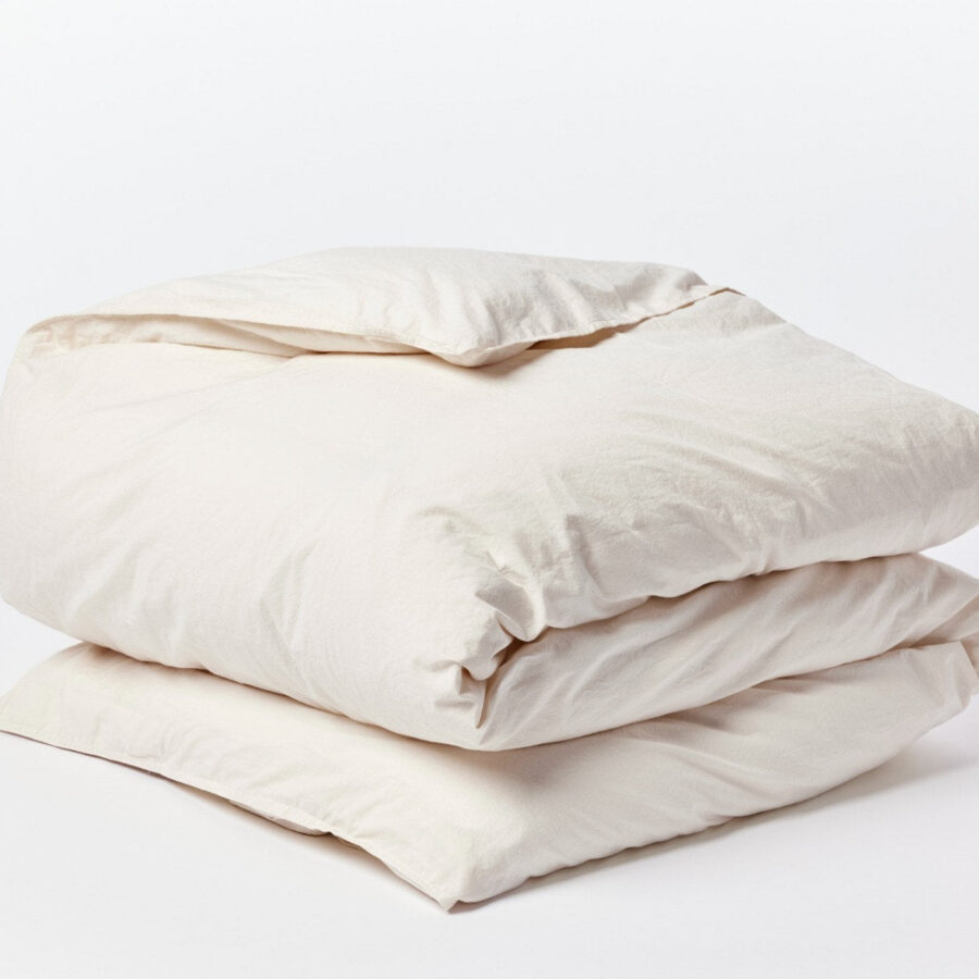 Natural Crinkled Percale Duvet Cover for Everyday Comfort