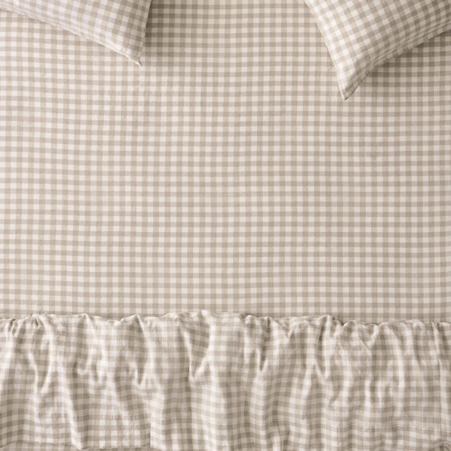 Oatmeal Gingham Linen Blend Fitted Sheet