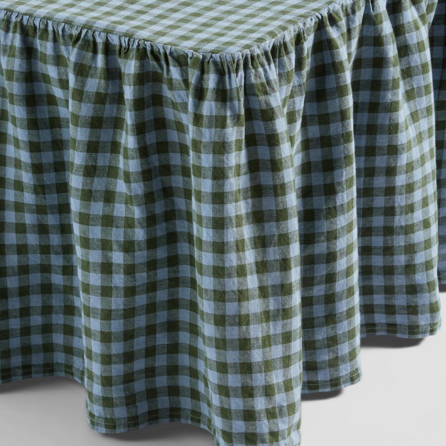 Fern Green Gingham Linen Blend Bed Valance