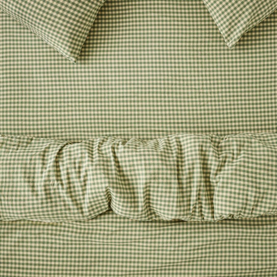 Butter Yellow Gingham Linen Blend Fitted Sheet