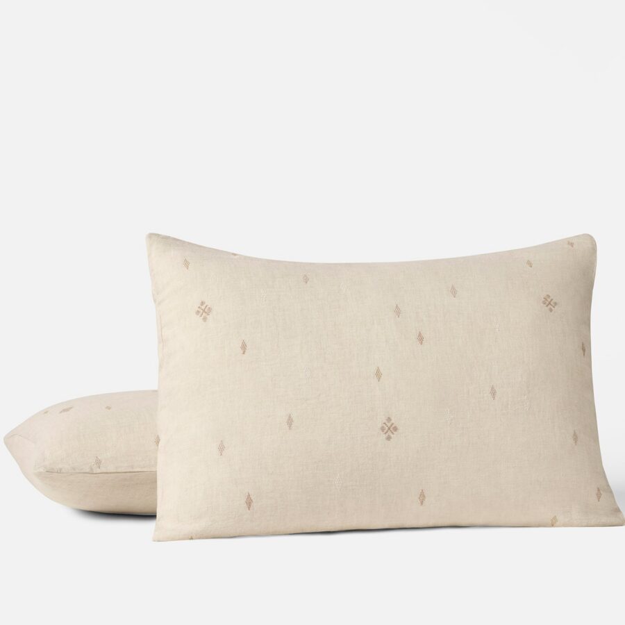 Natural Embroidered Linen Pillow Sham for Everyday Comfort