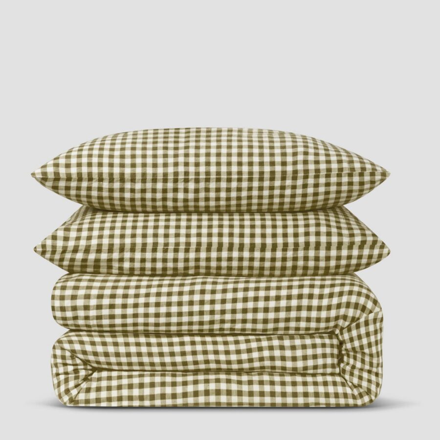 Gingham Linen Blend Bedding Set