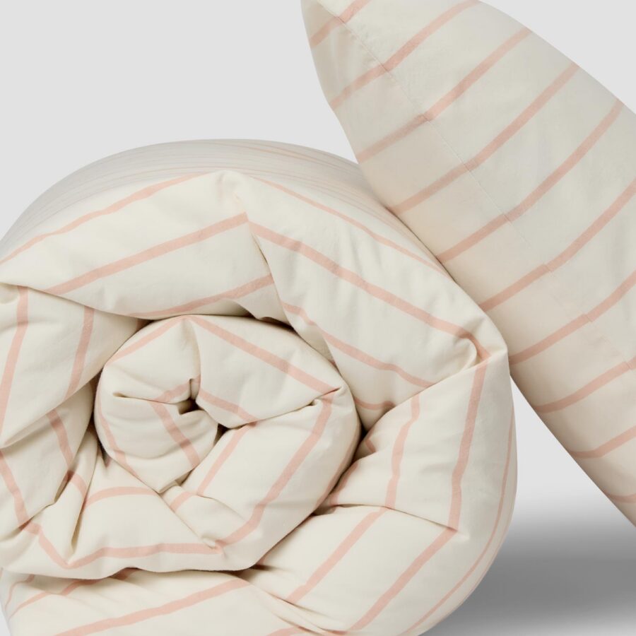 Pink Striped Cotton Bedding Set