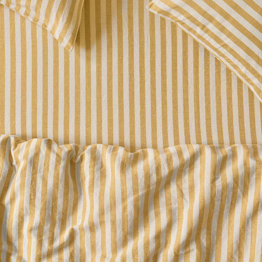 Striped Linen Blend Fitted Sheet Style 3