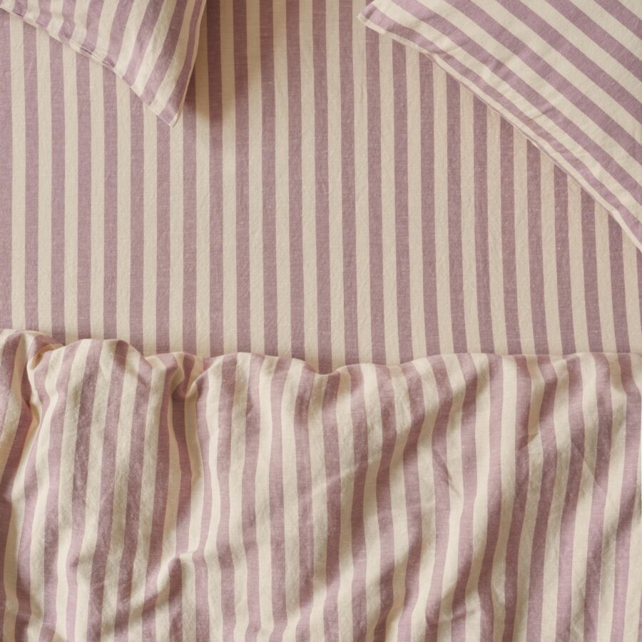 Striped Linen Blend Fitted Sheet Style 2
