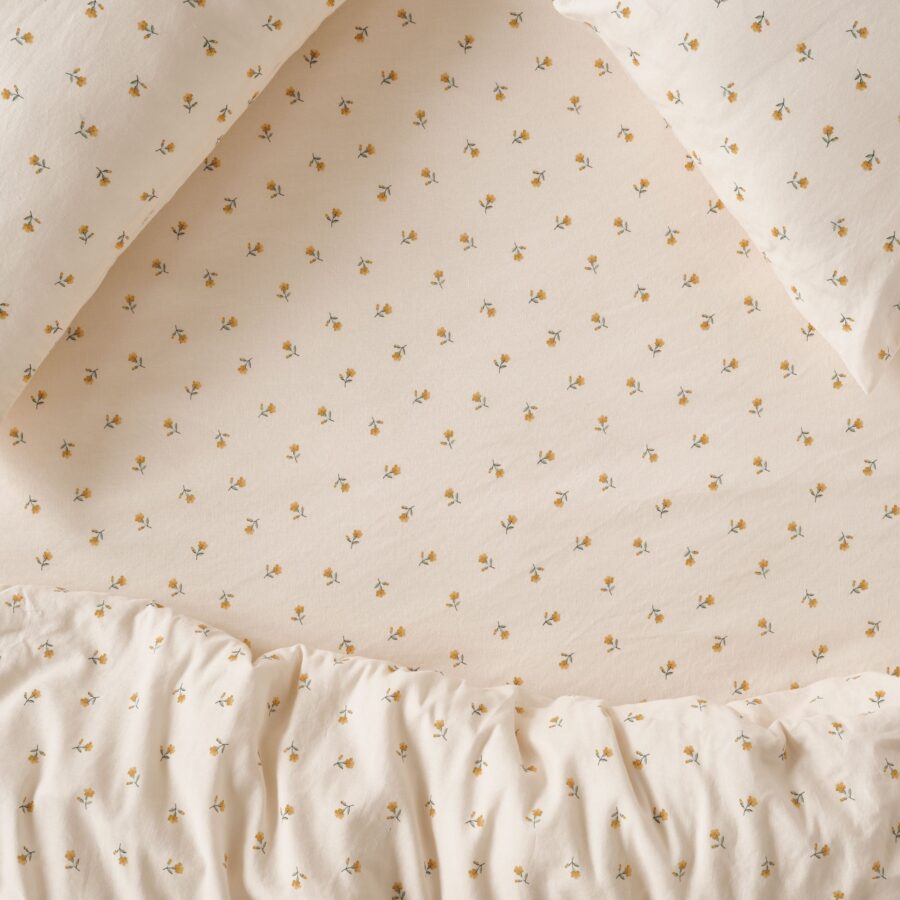 Floral Linen Blend Fitted Sheet