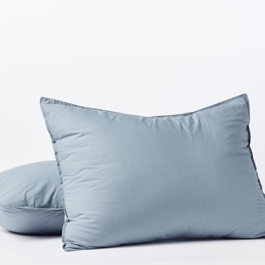 Steel Blue Crinkled Percale Pillow Sham for Everyday Comfort