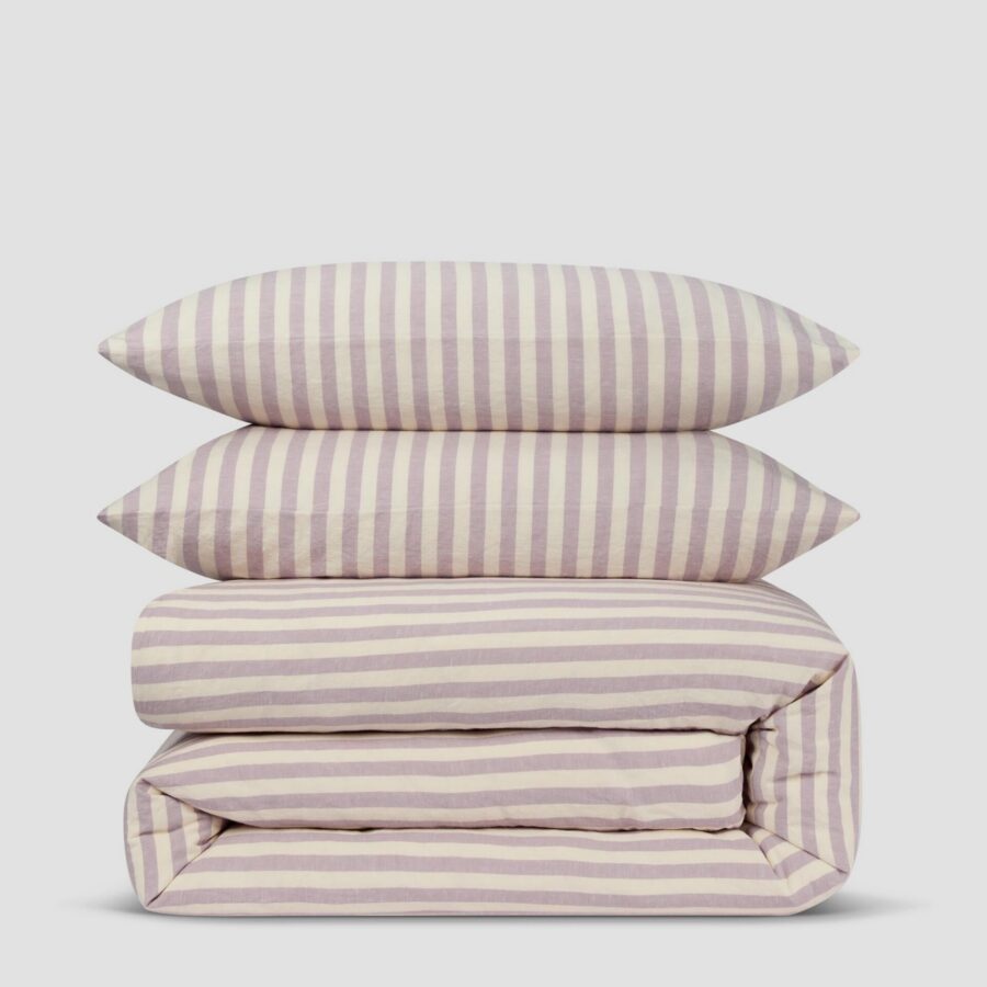 Striped Linen Blend Bedding Set
