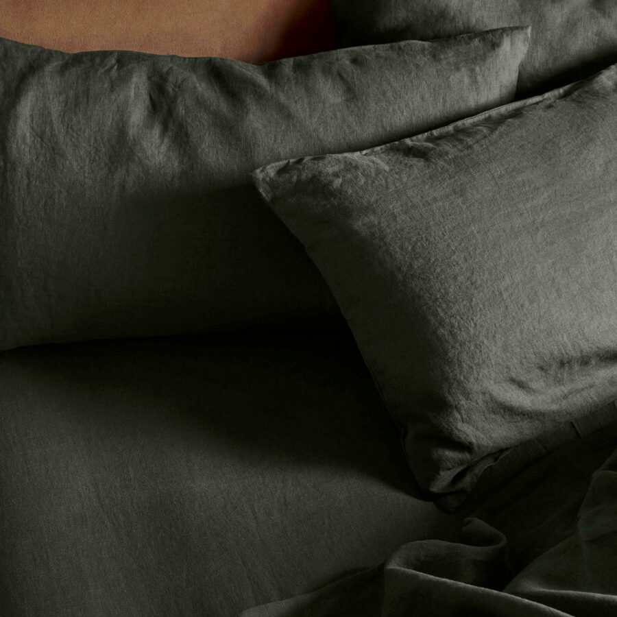 Fern Green Linen Fitted Sheet Collection