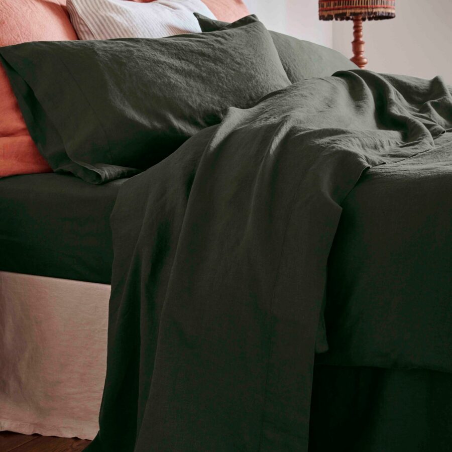 Fern Green Linen Blend Flat Sheet