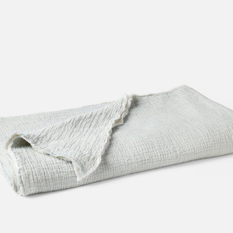 Coastal Blue Textured Textile Bed Blanket for Everyday Comfort