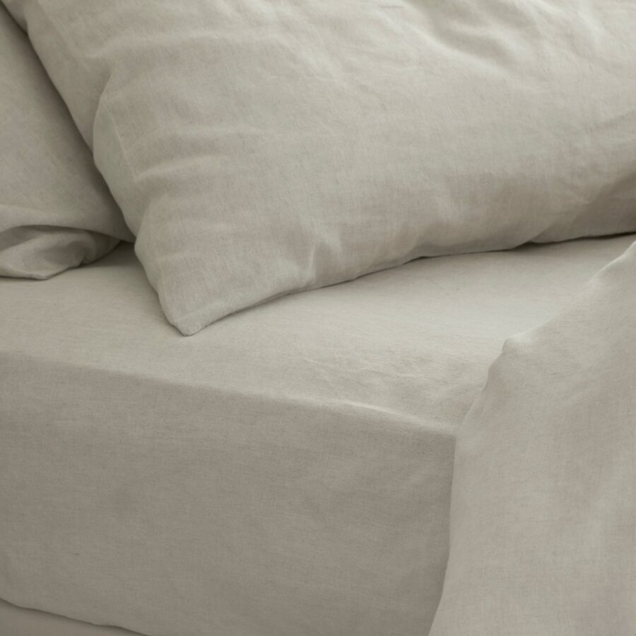 Oatmeal Linen Fitted Sheet Collection